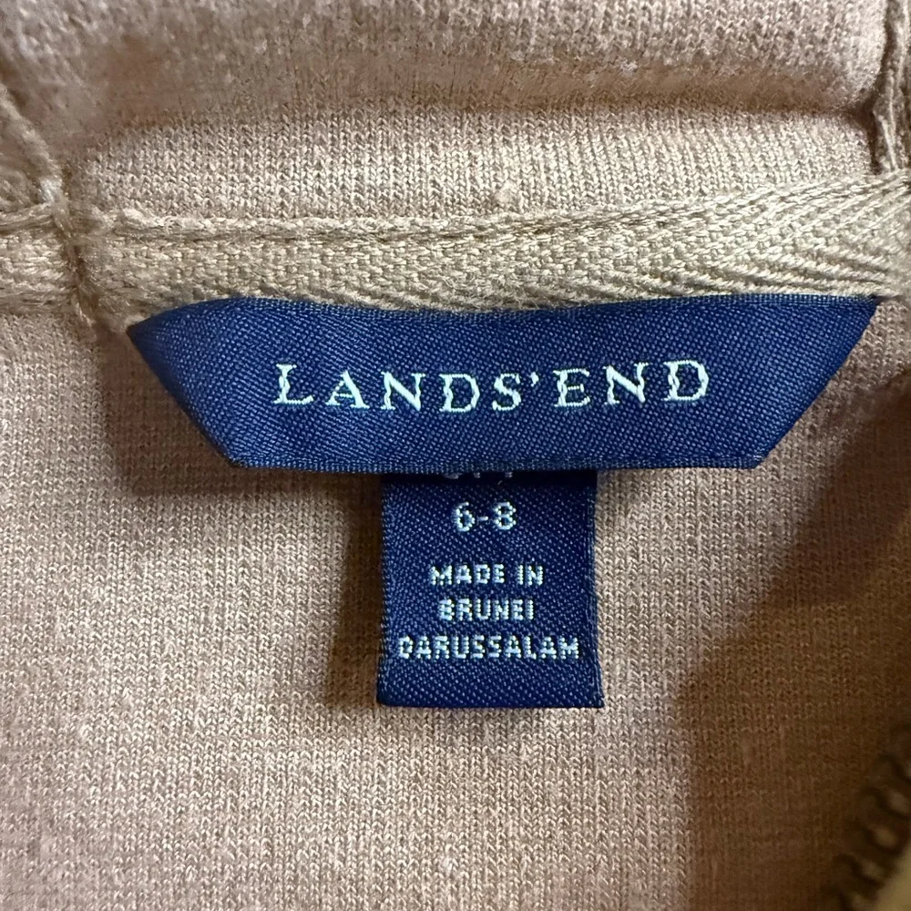 Lands' End Women’s Zip Up Corduroy Sweater - Tan, Size S Casual Cottagecore